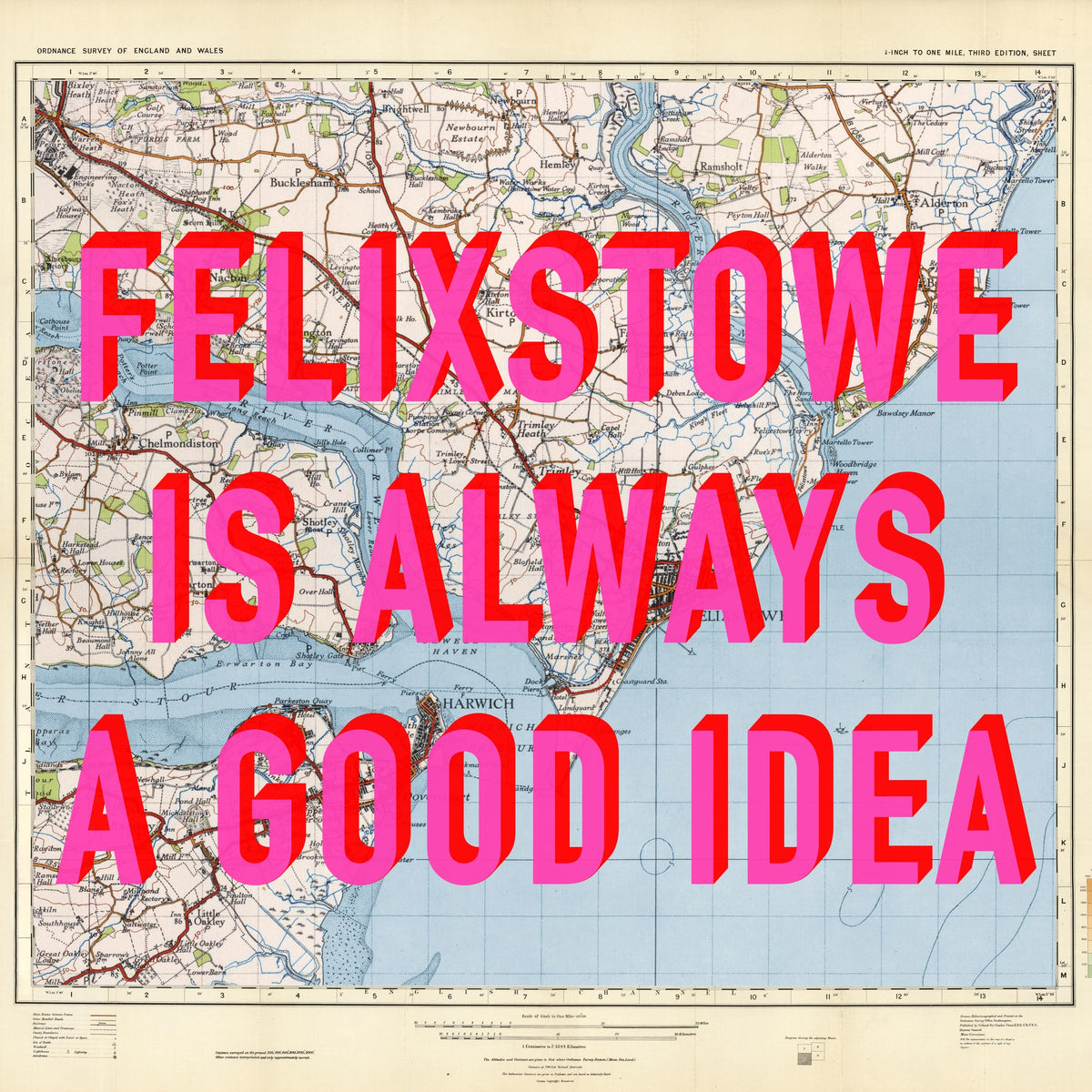 Felixstowe Retro Pop Art Map Print (square)