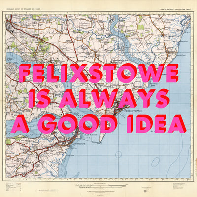 Felixstowe Retro Pop Art Map Print (square)