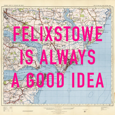 Felixstowe Retro Pop Art Map Print (square)