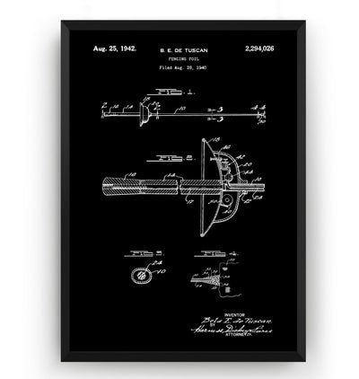 Fencing Foil 1942 Patent Print - Magic Posters
