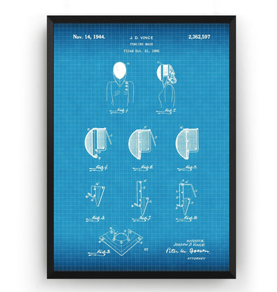 Fencing Mask 1944 Patent Print - Magic Posters