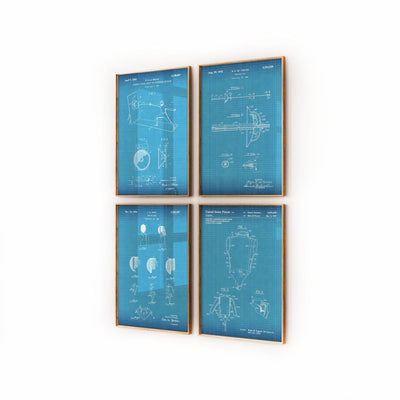 Fencing Set Of 4 Patent Prints - Magic Posters