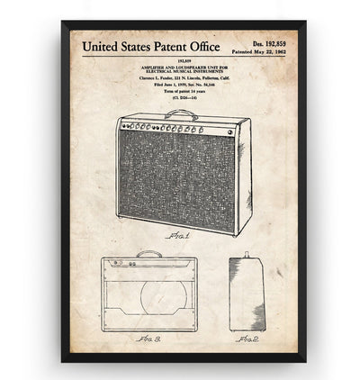 Fender Amplifier And Telecaster Guitar Patent Prints - Magic Posters
