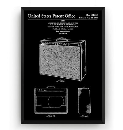 Fender Amplifier And Telecaster Guitar Patent Prints - Magic Posters