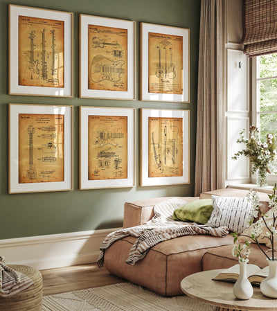 Fender Guitar Set Of 6 Patent Prints - Magic Posters