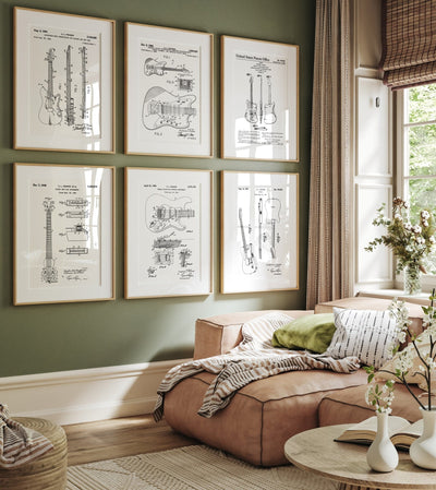 Fender Guitar Set Of 6 Patent Prints - Magic Posters