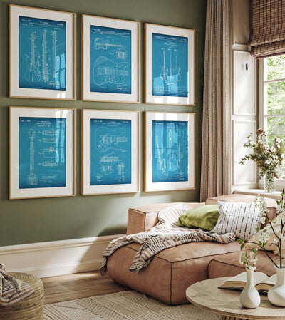 Fender Guitar Set Of 6 Patent Prints - Magic Posters