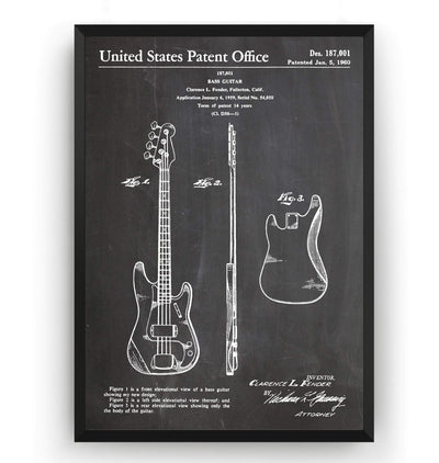 Fender Precision Bass Guitar 1960 Patent Print - Magic Posters