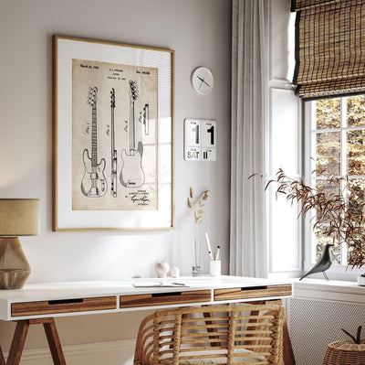 Fender Telecaster 1953 Bass Guitar Patent Print - Magic Posters