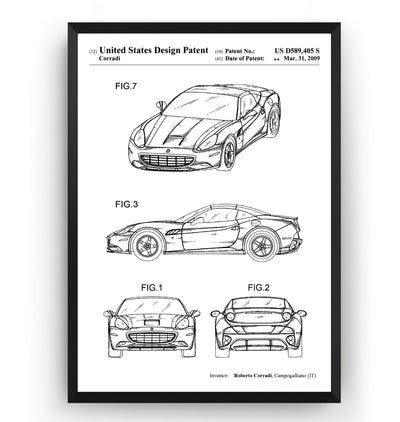 Ferrari California 2009 Patent Print - Magic Posters