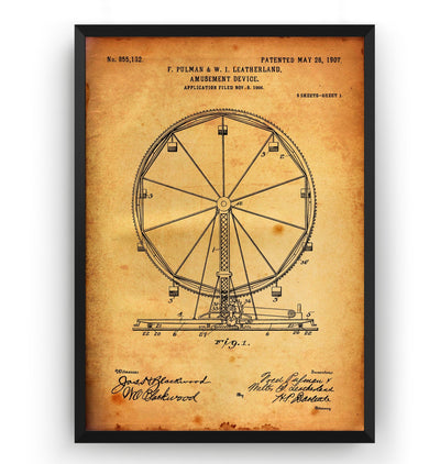Ferris Wheel 1907 Patent Print - Magic Posters