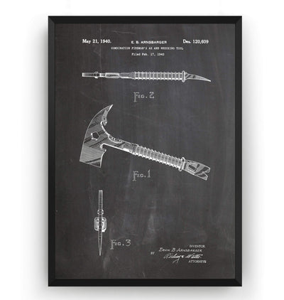 Firefighter Ax and Wrecking Tool Patent Print - Magic Posters