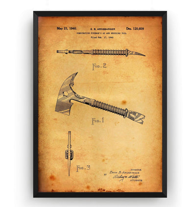 Firefighter Ax and Wrecking Tool Patent Print - Magic Posters