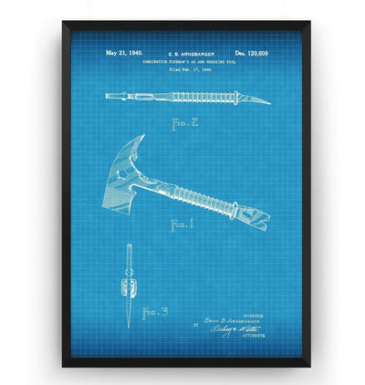 Firefighter Ax and Wrecking Tool Patent Print - Magic Posters