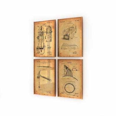 Firefighter Set Of 4 Patent Prints - Magic Posters
