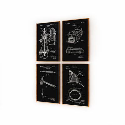 Firefighter Set Of 4 Patent Prints - Magic Posters