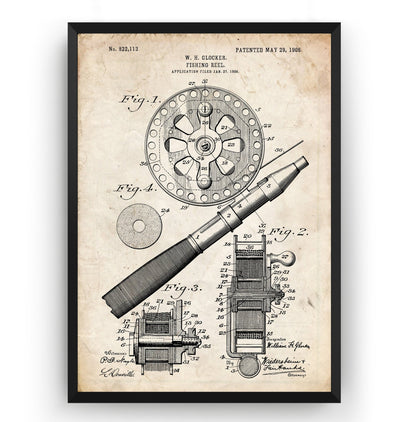 Fishing Reel 1906 Patent Print - Magic Posters