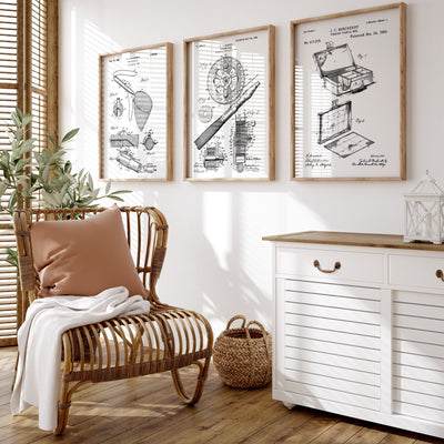 Fishing Set Of 3 Patent Prints - Magic Posters