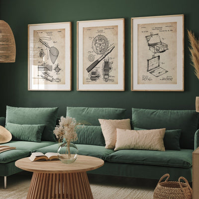 Fishing Set Of 3 Patent Prints - Magic Posters