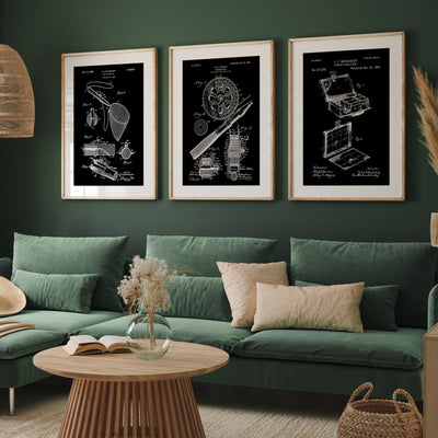 Fishing Set Of 3 Patent Prints - Magic Posters