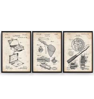 Fishing Set Of 3 Patent Prints - Magic Posters