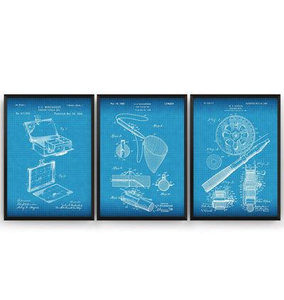 Fishing Set Of 3 Patent Prints - Magic Posters