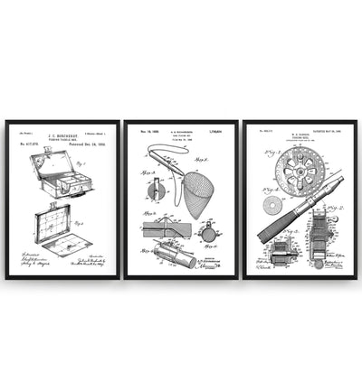 Fishing Set Of 3 Patent Prints - Magic Posters