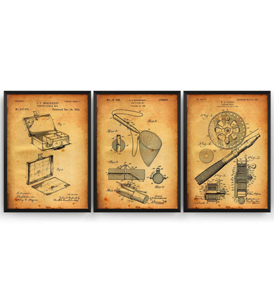 Fishing Set Of 3 Patent Prints - Magic Posters