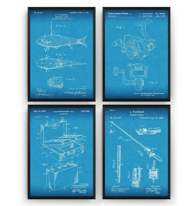 Fishing Set Of 4 Patent Prints - Magic Posters