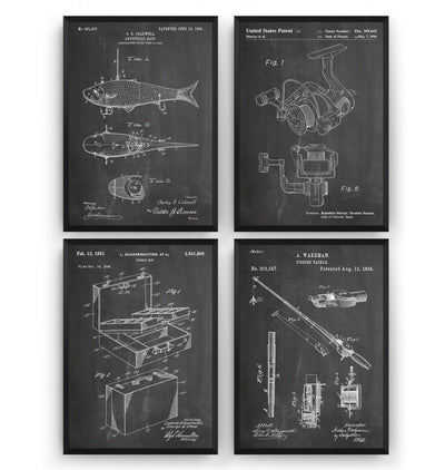 Fishing Set Of 4 Patent Prints - Magic Posters
