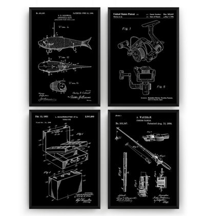 Fishing Set Of 4 Patent Prints - Magic Posters