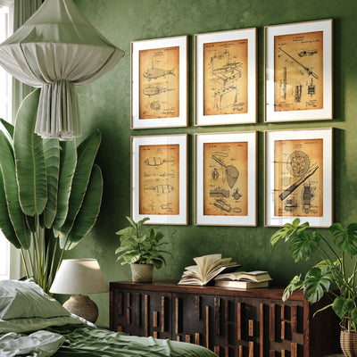 Fishing Set Of 6 Patent Prints - Magic Posters