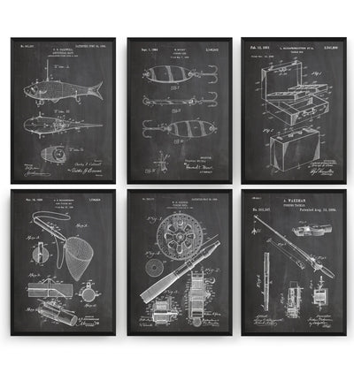 Fishing Set Of 6 Patent Prints - Magic Posters
