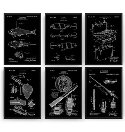 Fishing Set Of 6 Patent Prints - Magic Posters