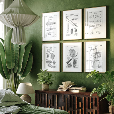 Fishing Set Of 6 Patent Prints - Magic Posters