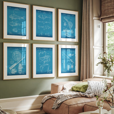Fishing Set Of 6 Patent Prints - Magic Posters