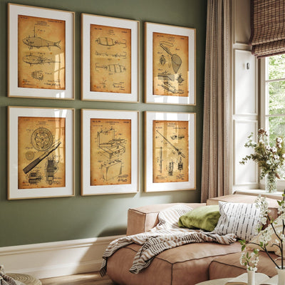 Fishing Set Of 6 Patent Prints - Magic Posters