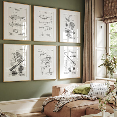 Fishing Set Of 6 Patent Prints - Magic Posters