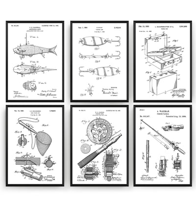Fishing Set Of 6 Patent Prints - Magic Posters