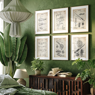 Fishing Set Of 6 Patent Prints - Magic Posters