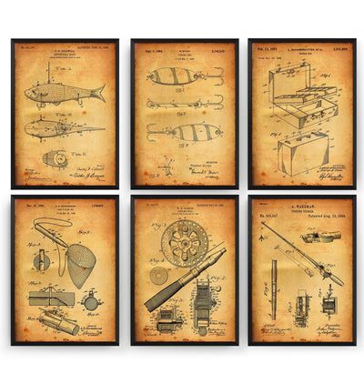 Fishing Set Of 6 Patent Prints - Magic Posters