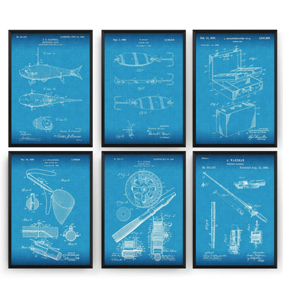 Fishing Set Of 6 Patent Prints - Magic Posters