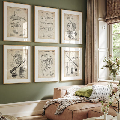 Fishing Set Of 6 Patent Prints - Magic Posters