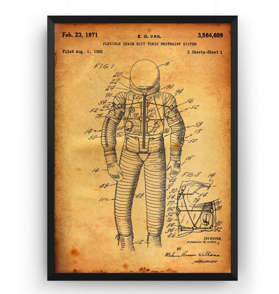 Flexible Space Suit 1971 Patent Print - Magic Posters