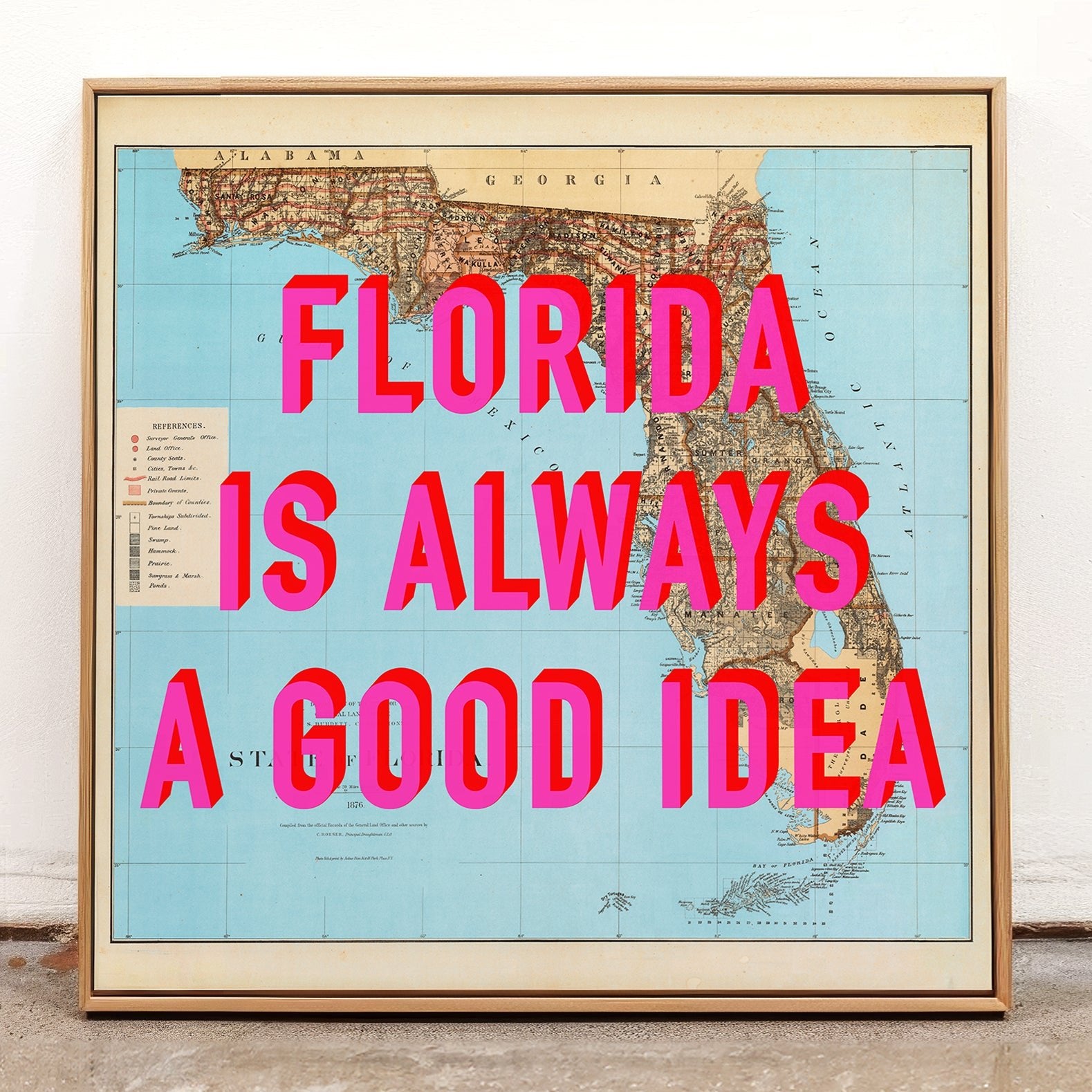 Florida Retro Pop Art Map Print - Magic Posters