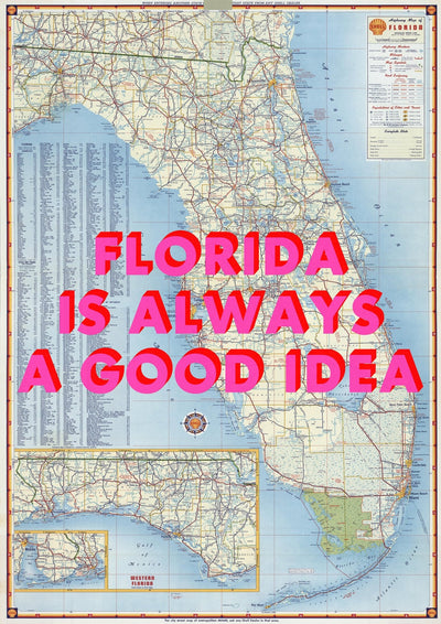 Florida Retro Pop Art Map Print