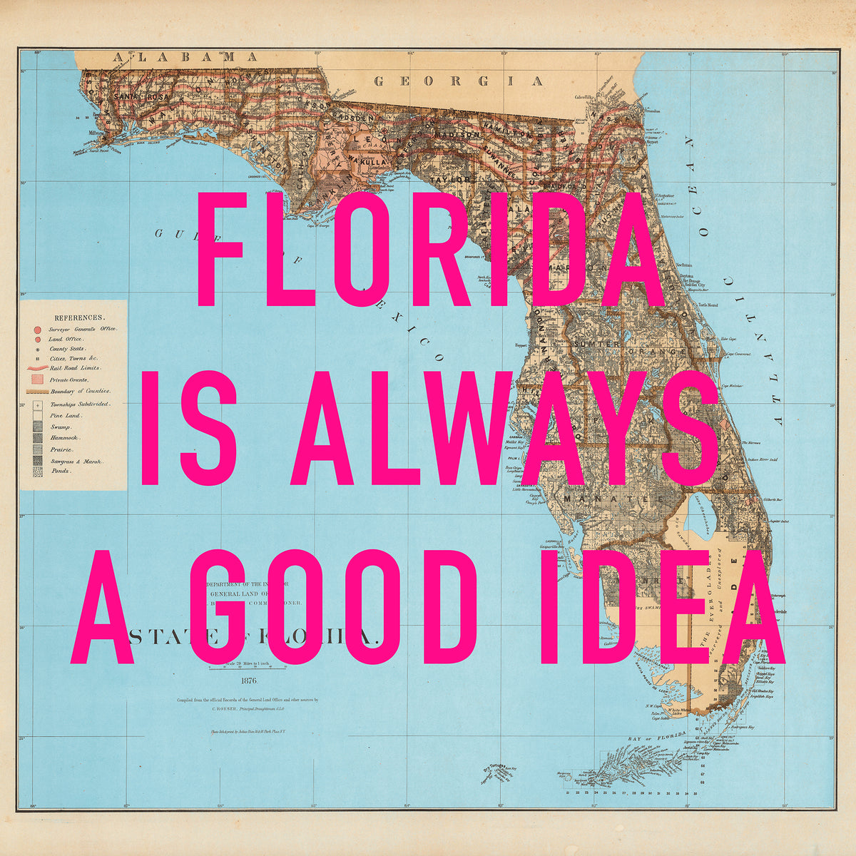 Florida Retro Pop Art Map Print