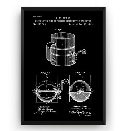 Flour Sifter 1893 Patent Print - Magic Posters