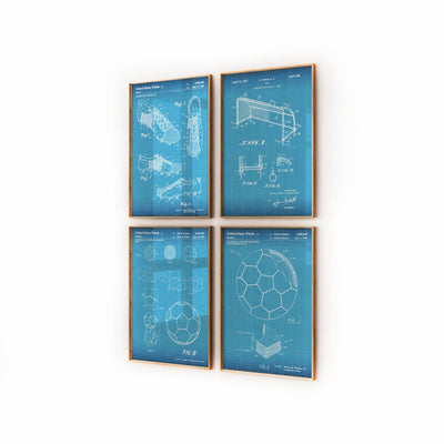 Football Set Of 4 Patent Prints - Magic Posters