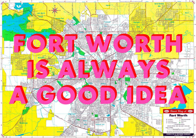 Fort Worth Retro Pop Art Map Print (landscape)